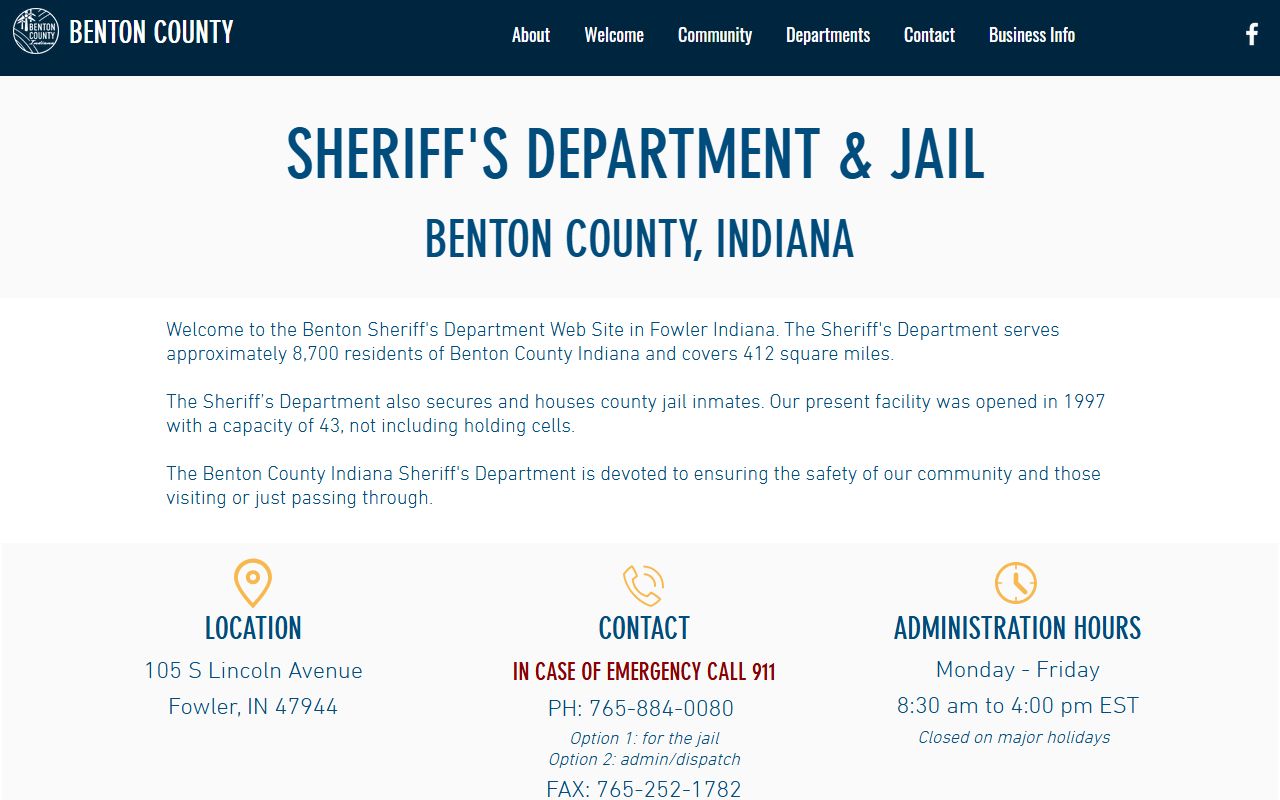 Benton County Jail capacity and inmate population source page