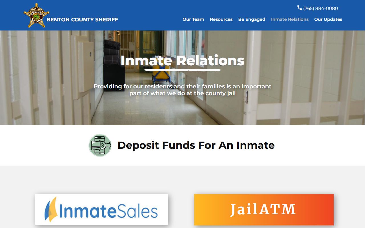 Benton County Jail inmate relations phone chirps tablets and commissary page